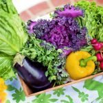 Variety of Colorful Vegetables In A Green And White Bowl,